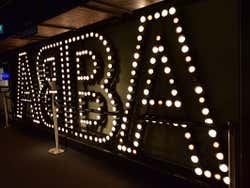 A large ABBA sign made of light bulbs