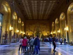 Tourists inside Golden Hall
